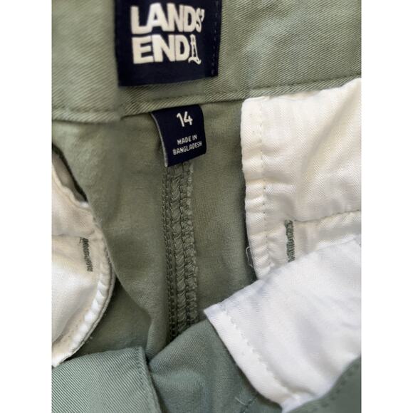 Lands' End green cargo pants 98% cotton 2% spandex 2 side pockets Size 14 - Picture 3 of 7